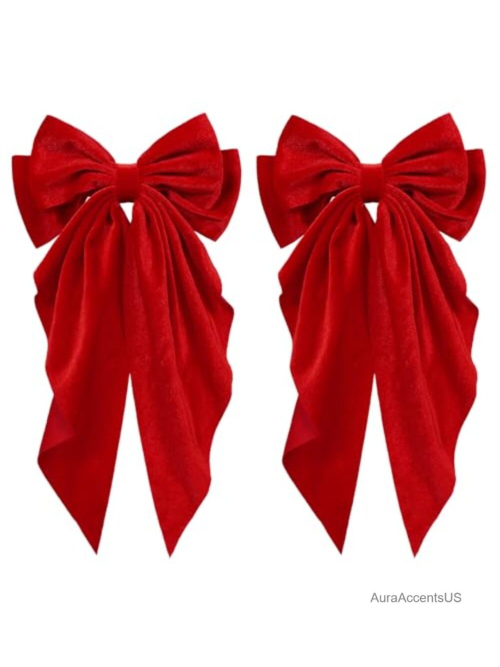 2Pc Oversized Long Tail Velvet Hair Bow French Barrette Clips Women Gift